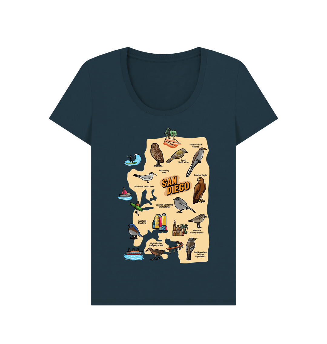 Denim Blue SoCal Birds - Scoop Neck Women's T-shirt
