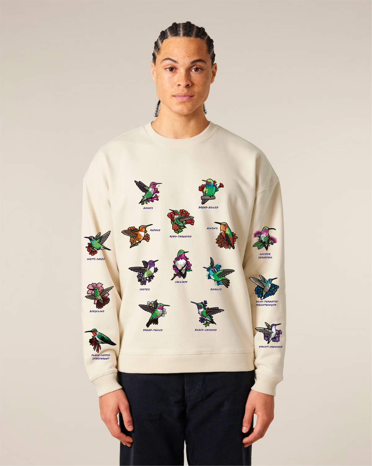 Hummingbirds — Organic Cotton Blend Oversized Sweatshirt