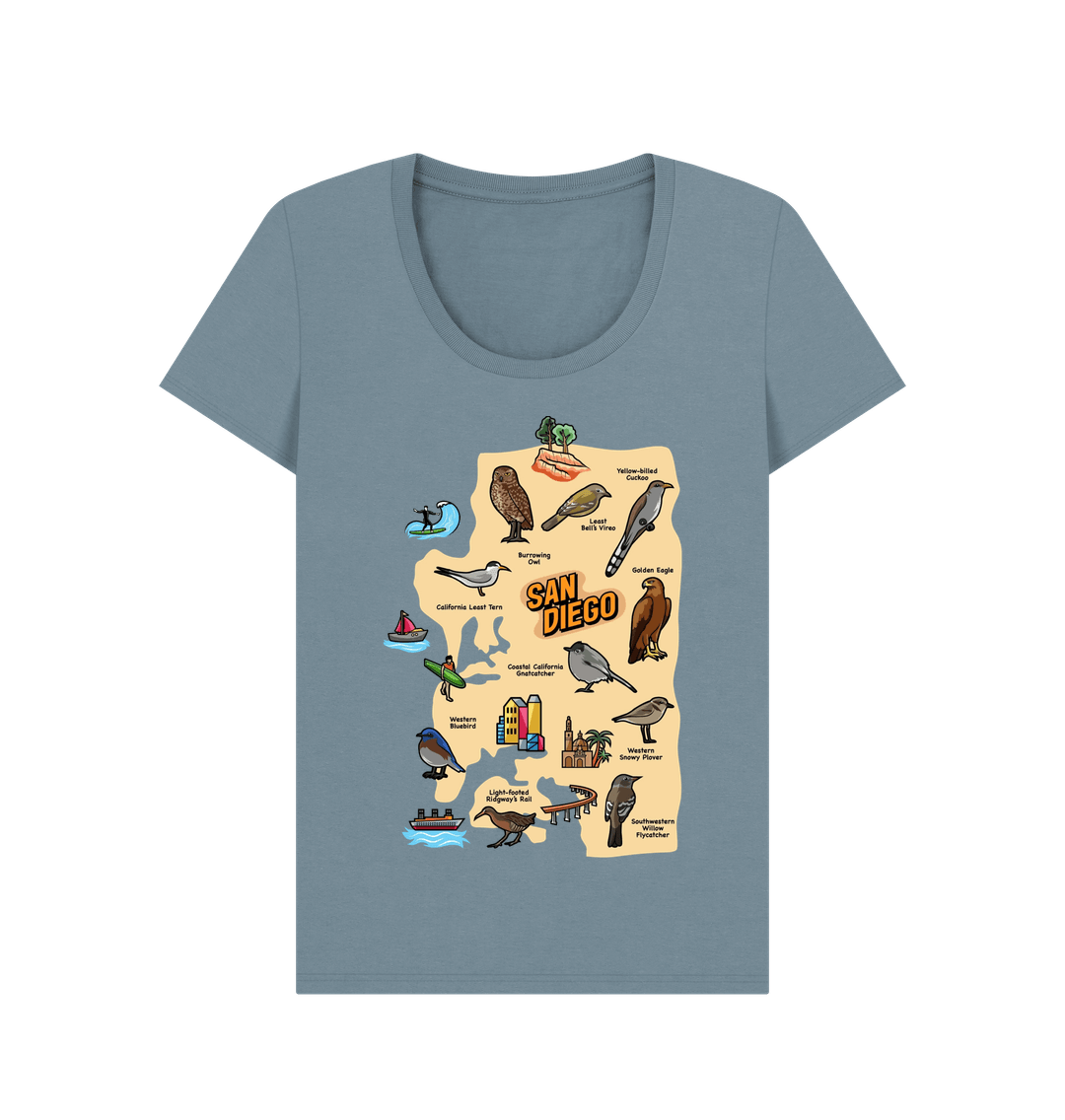 Stone Blue SoCal Birds - Scoop Neck Women's T-shirt