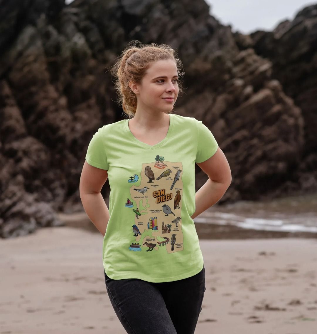 Socal Birds - Organic Cotton V-Neck Women's T-shirt
