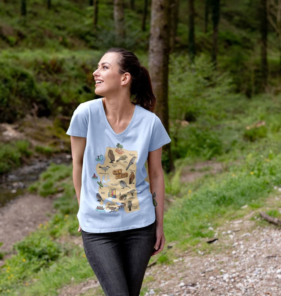 Socal Birds - Organic Cotton V-Neck Women's T-shirt