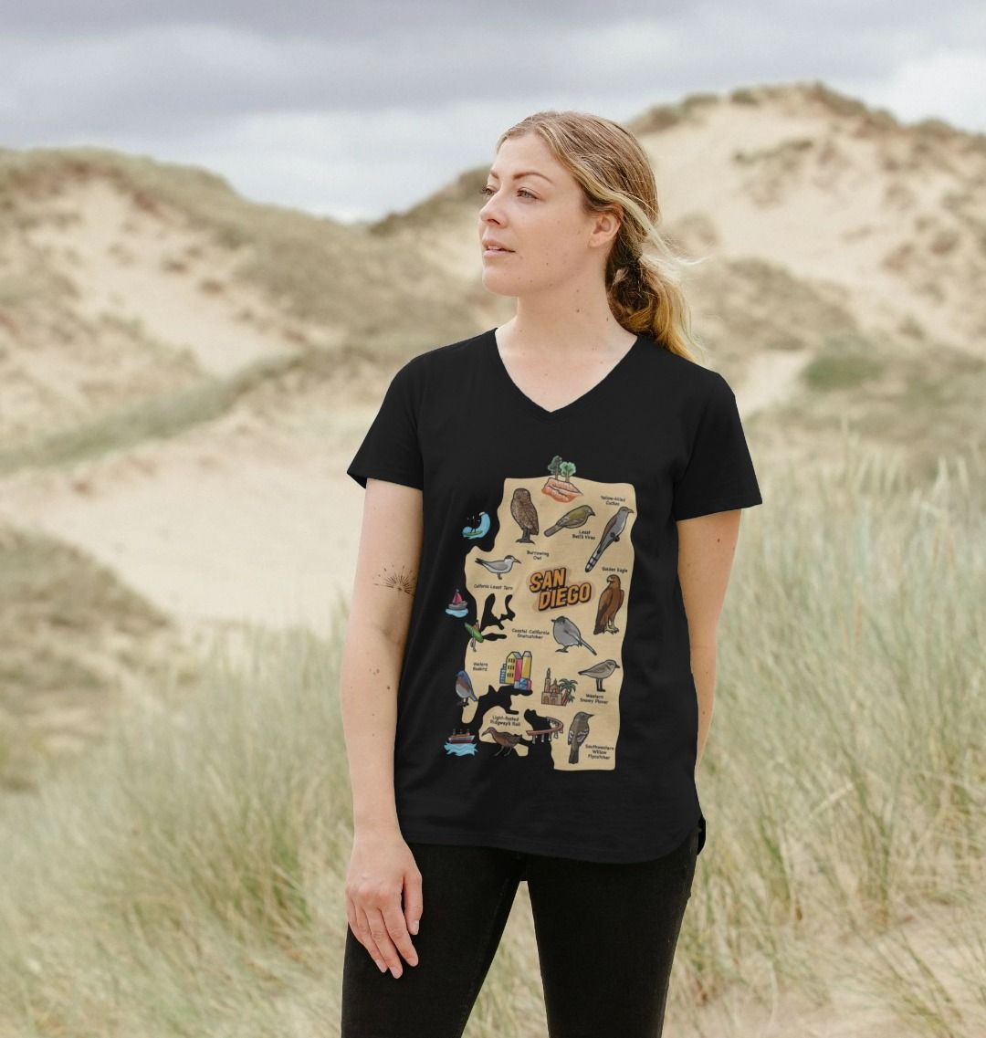 Socal Birds - Organic Cotton V-Neck Women's T-shirt