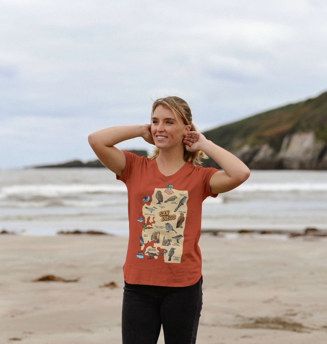 Socal Birds - Organic Cotton V-Neck Women's T-shirt