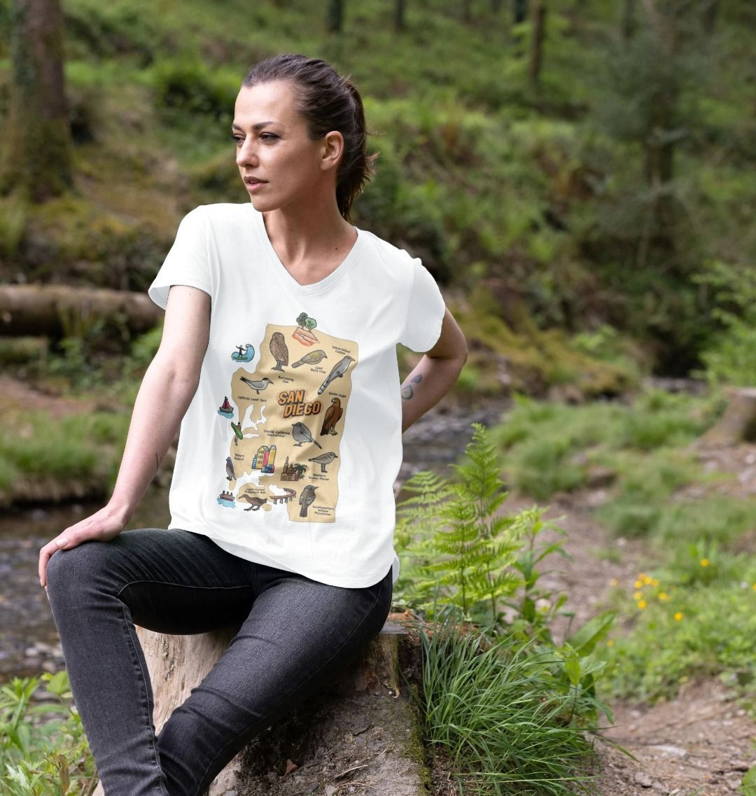 Socal Birds - Organic Cotton V-Neck Women's T-shirt