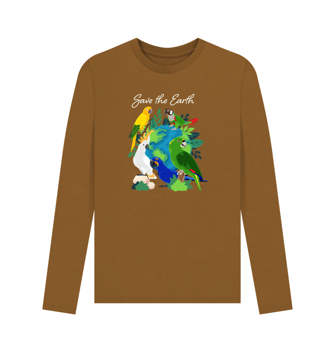 Brown Printed Long Sleeve T Shirt