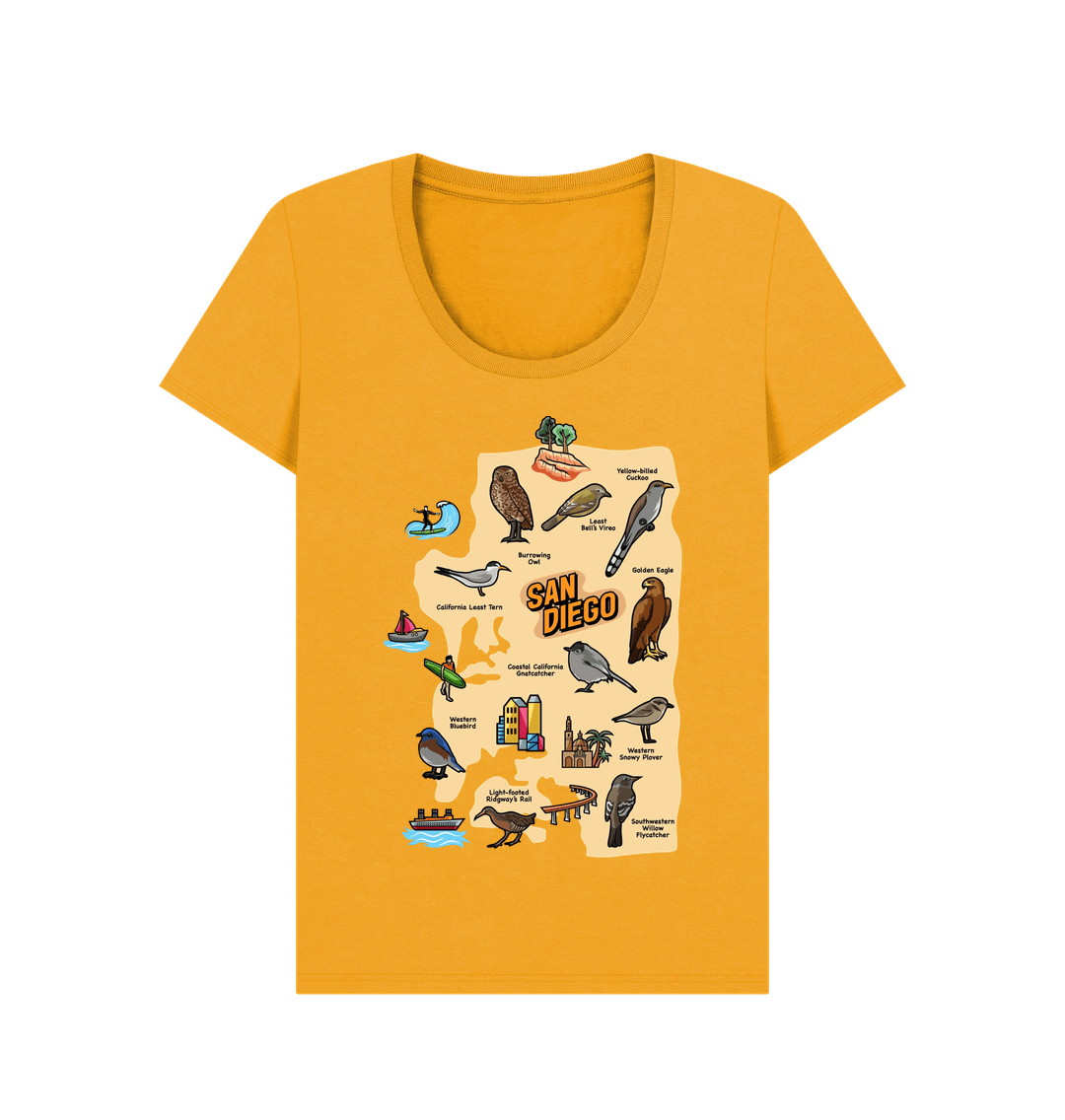 Mustard SoCal Birds -  Scoop Neck Women's T-shirt