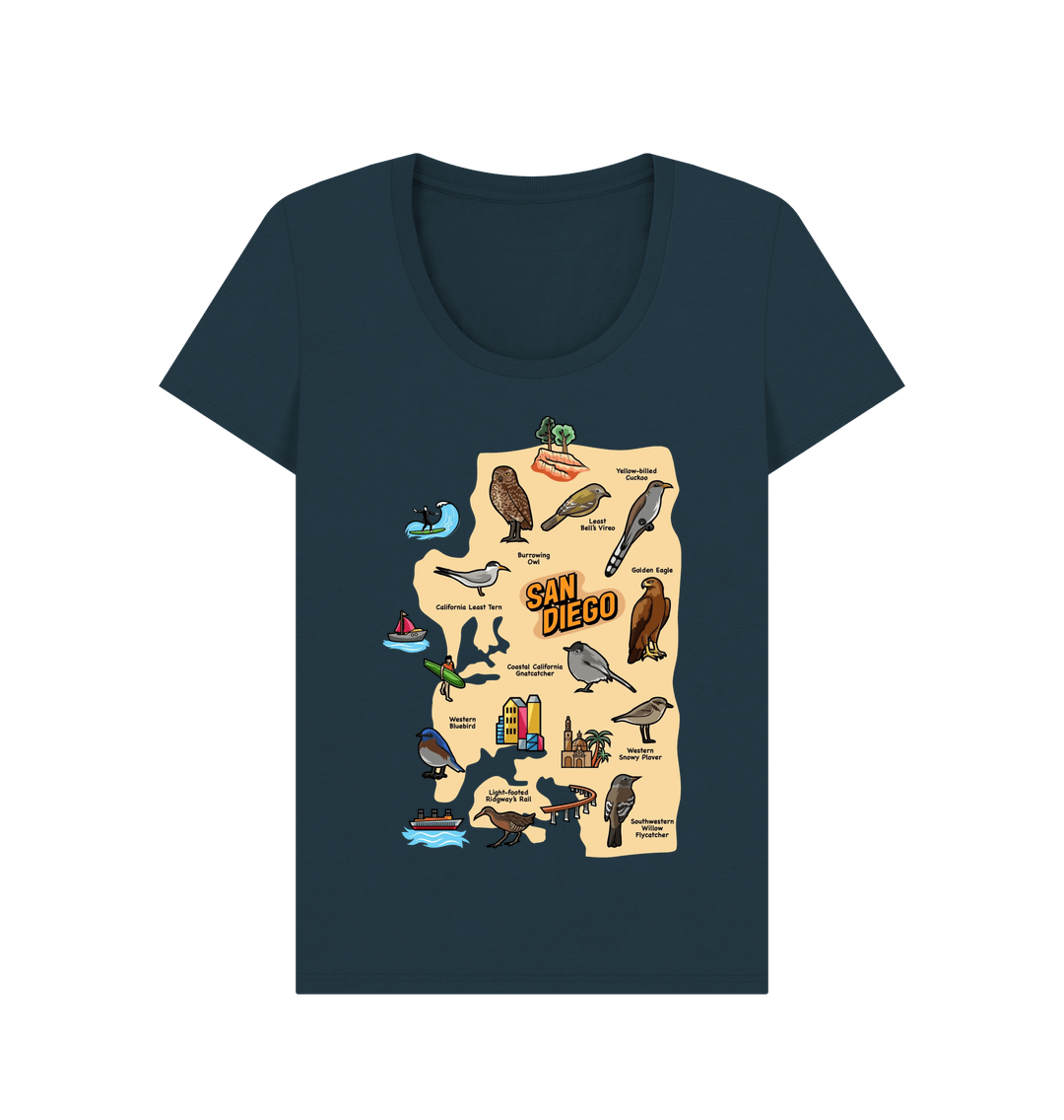 Denim Blue SoCal Birds -  Scoop Neck Women's T-shirt