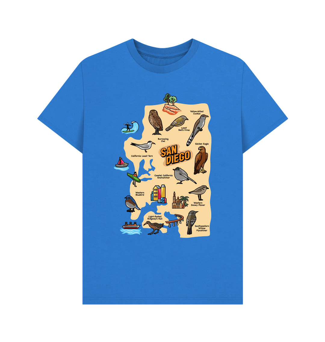 Bright Blue San Diego Birds - Organic Cotton Men's Regular T-shirt