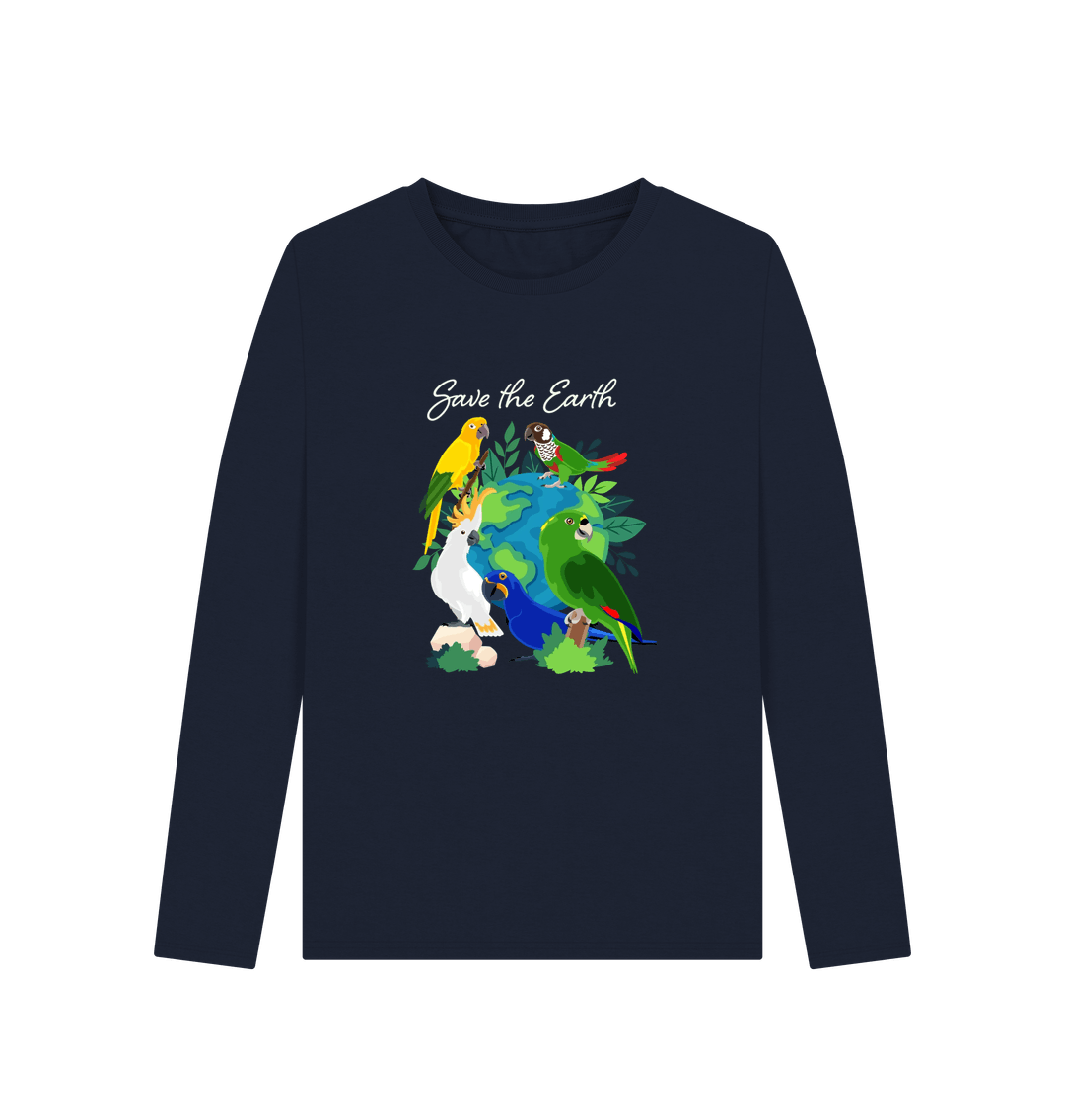 Navy Blue Printed Long Sleeve T Shirt