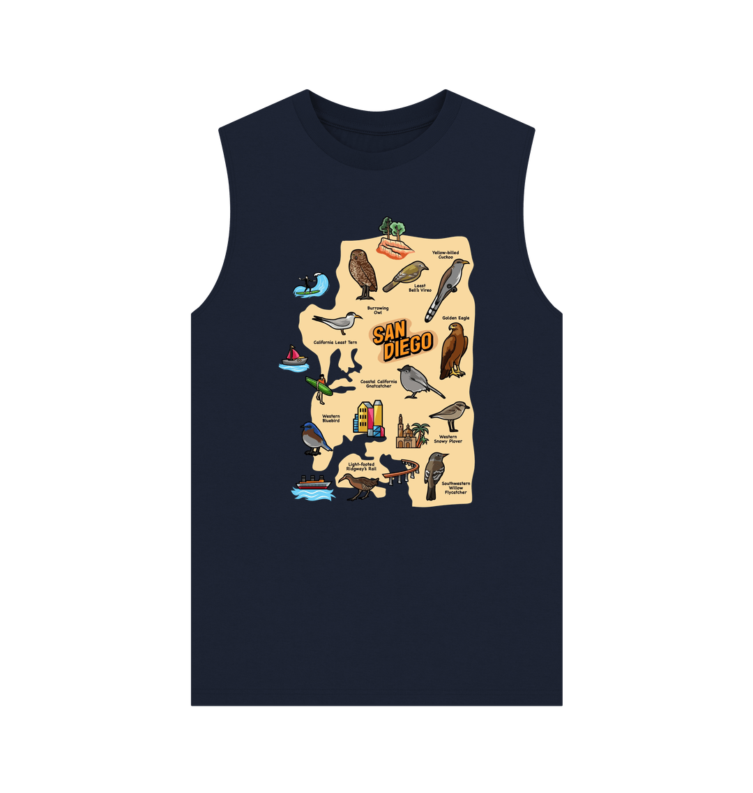 Navy Blue Socal Birds - Men's Organic Cotton Vest