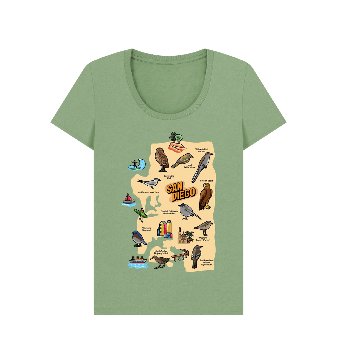 Sage SoCal Birds -  Scoop Neck Women's T-shirt