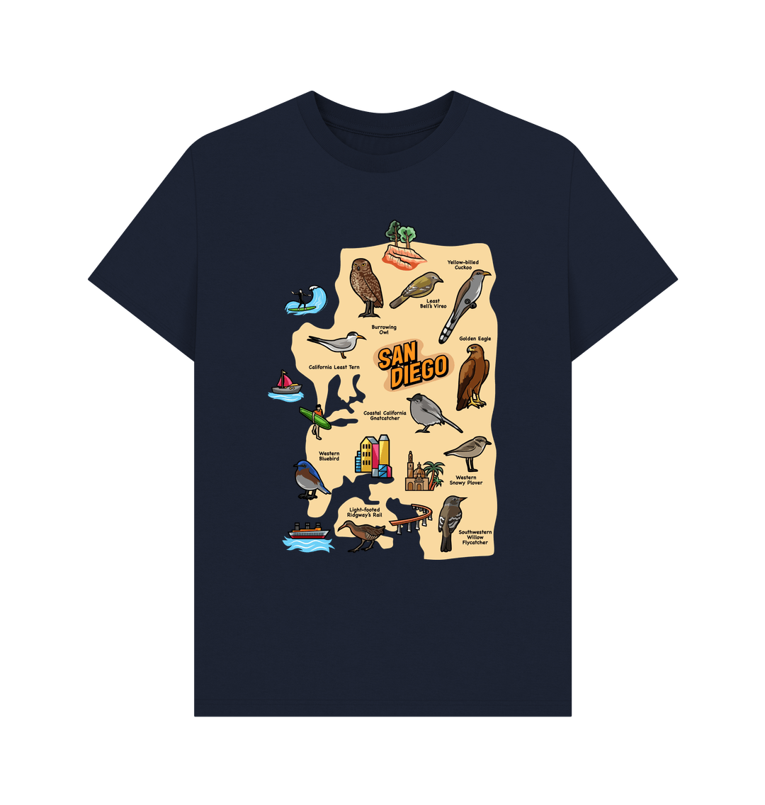 Navy Blue San Diego Birds - Organic Cotton Men's Regular T-shirt