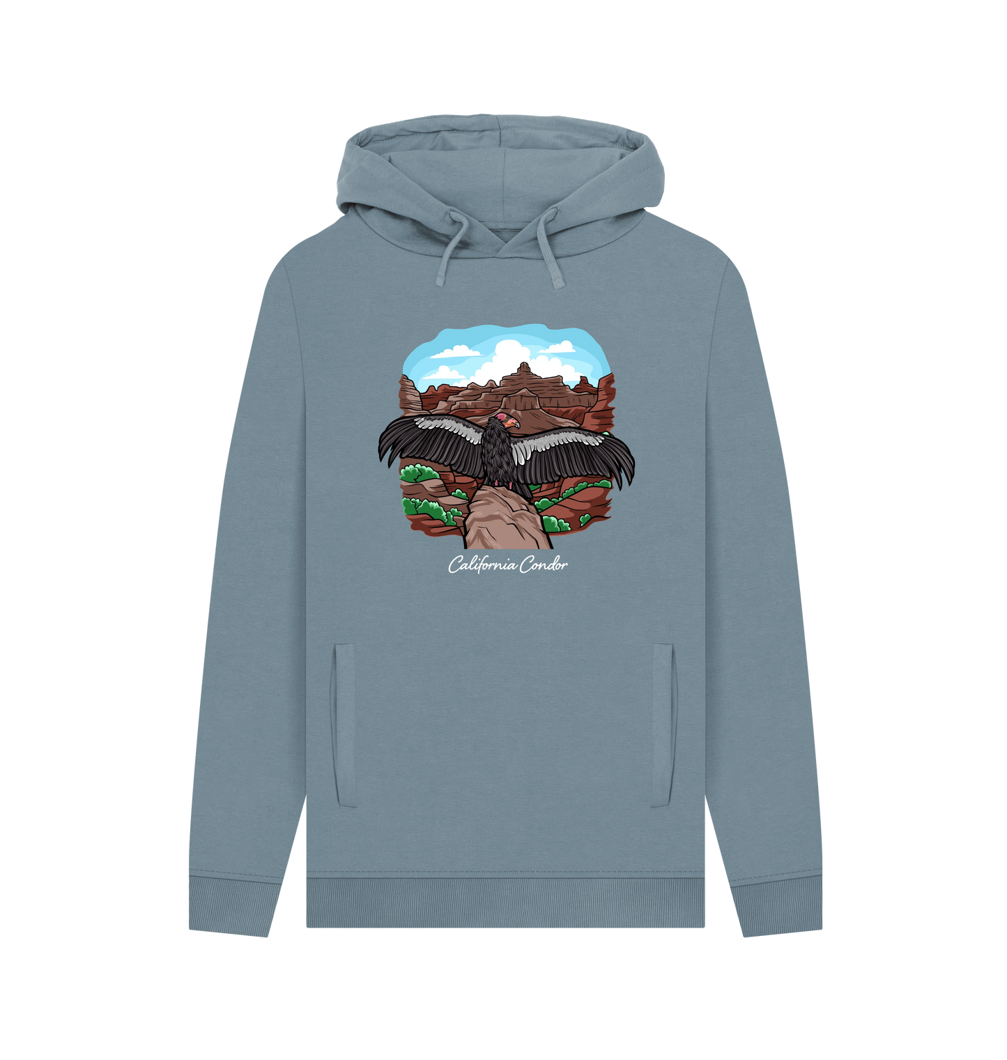 Stone Blue Printed Hoody Front