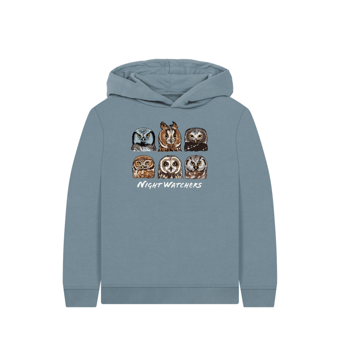 Stone Blue Printed Kids Hoodie