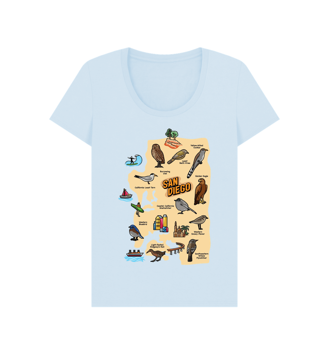 Sky Blue SoCal Birds -  Scoop Neck Women's T-shirt