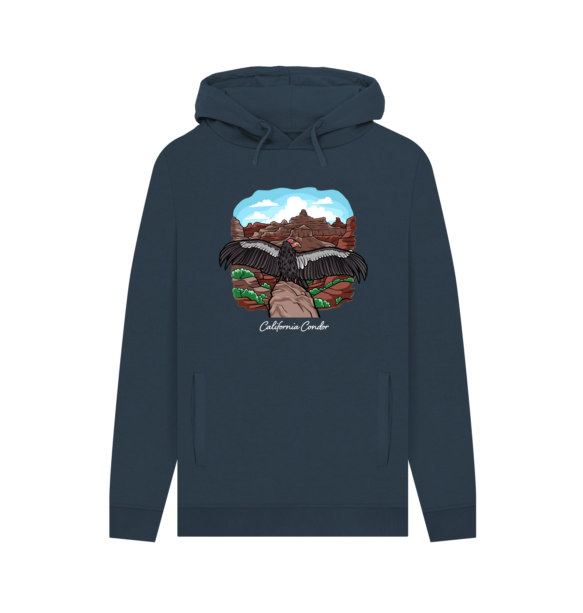 Navy Printed Hoody Front