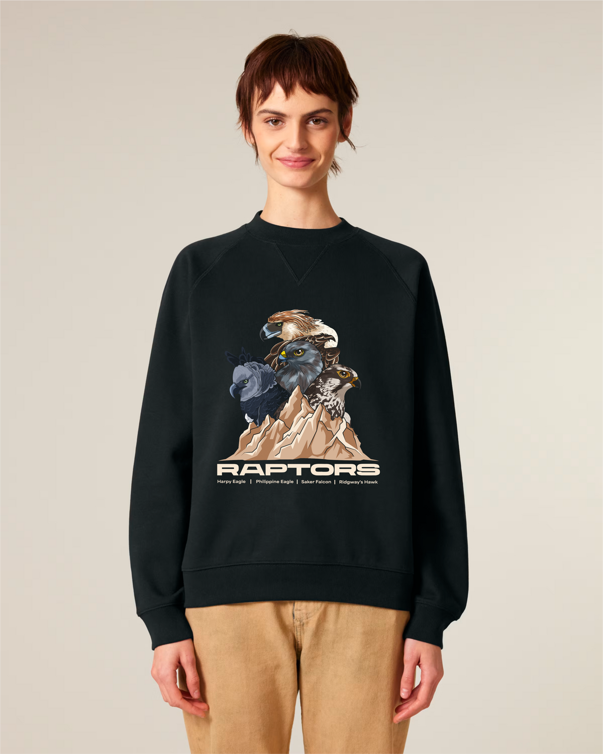 Endangered Raptors — Organic Cotton Blend Raglan Sweatshirt