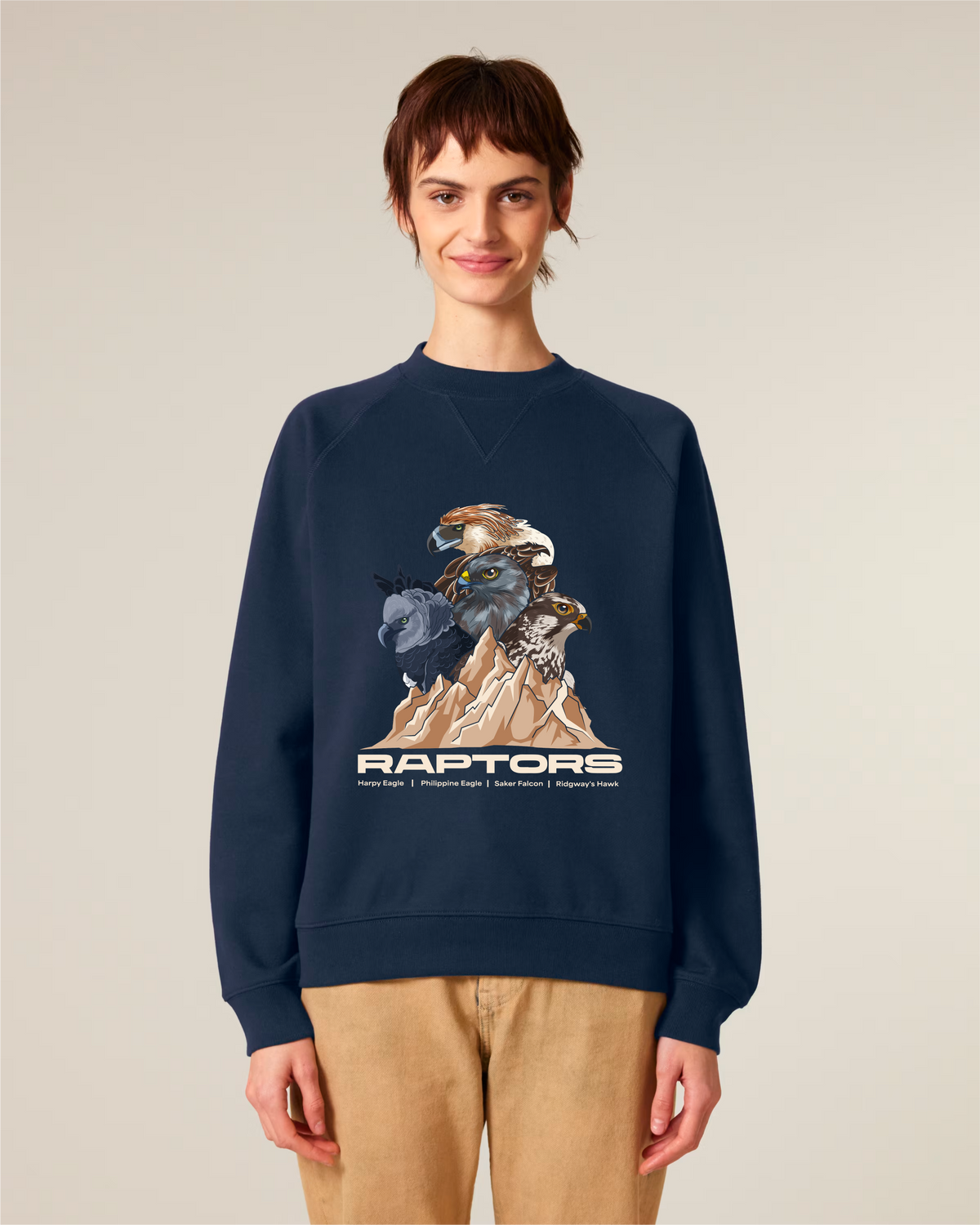 Endangered Raptors — Organic Cotton Blend Raglan Sweatshirt