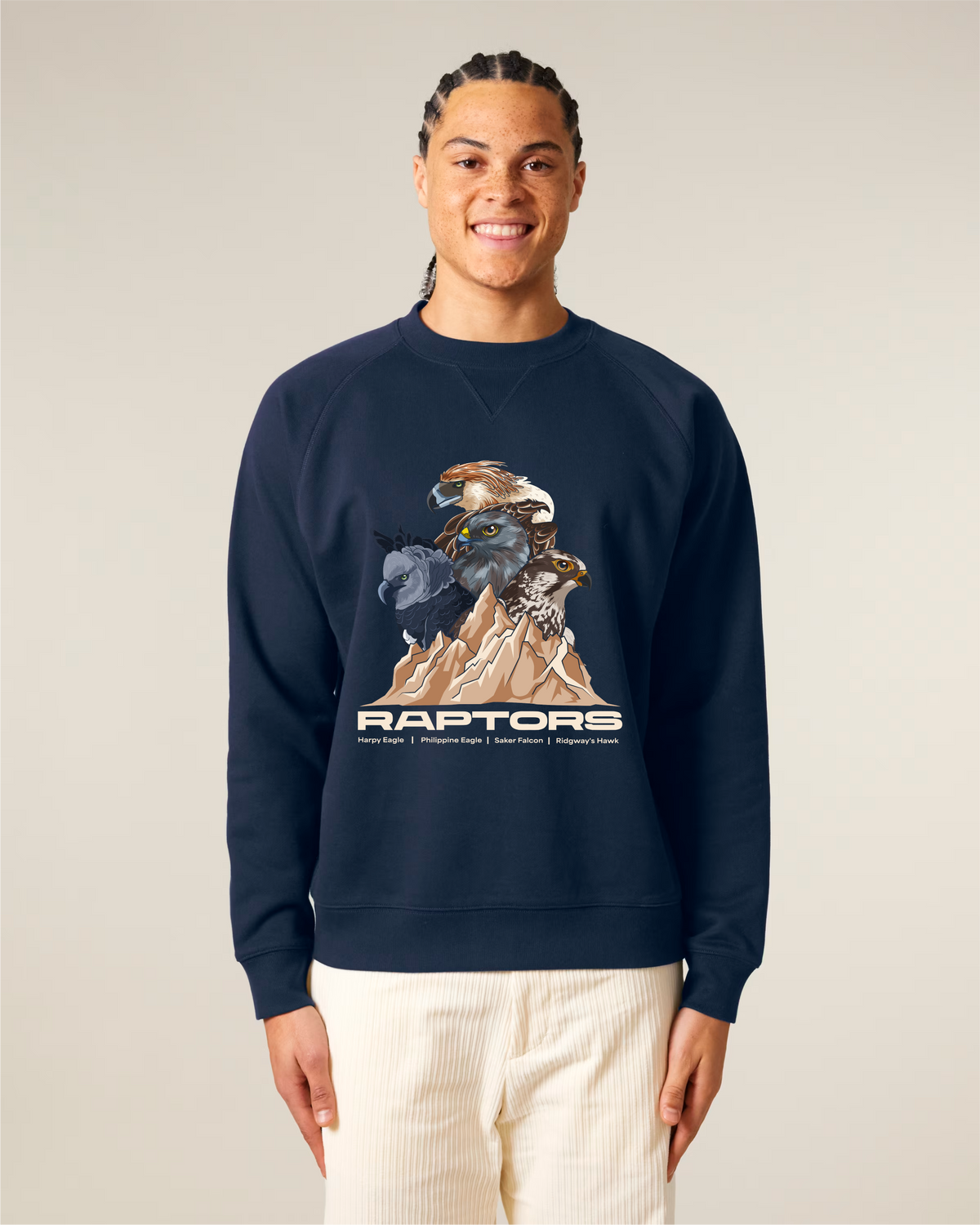 Endangered Raptors — Organic Cotton Blend Raglan Sweatshirt
