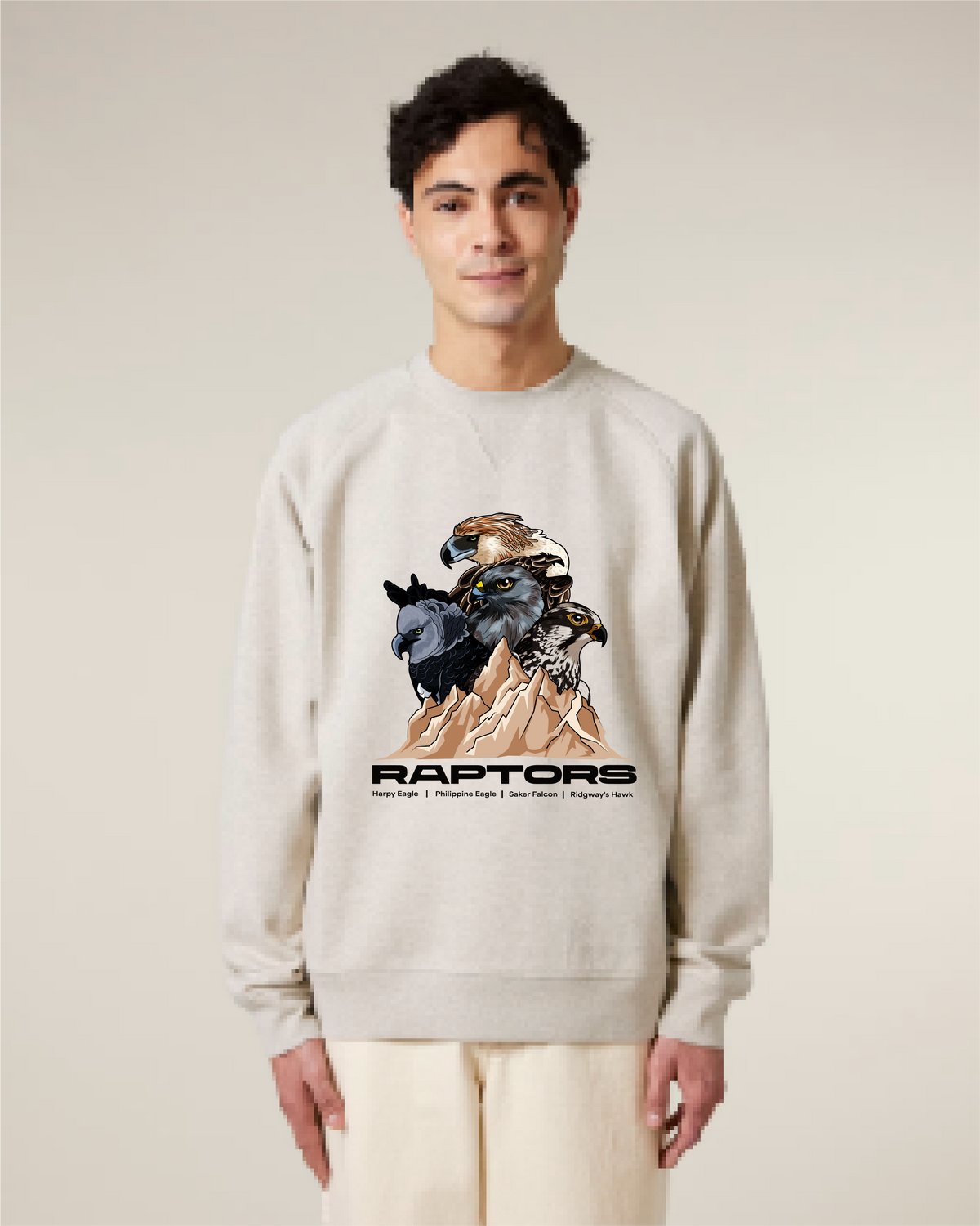 Endangered Raptors — Organic Cotton Blend Raglan Sweatshirt