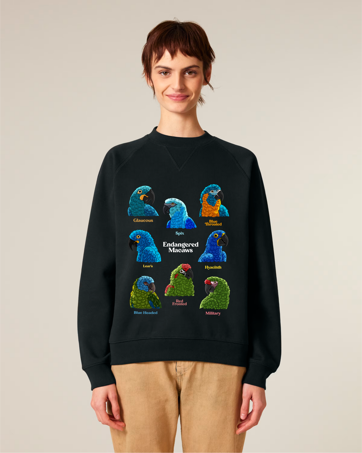 Endangered Macaws — Organic Cotton Blend Raglan Sweatshirt