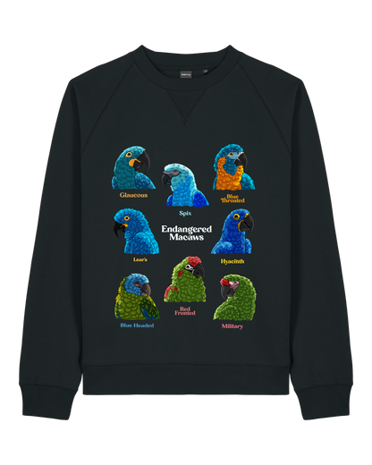 Endangered Macaws — Organic Cotton Blend Raglan Sweatshirt