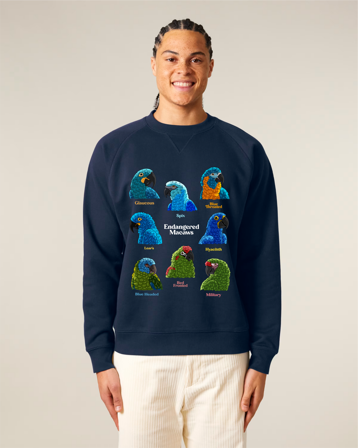 Endangered Macaws — Organic Cotton Blend Raglan Sweatshirt