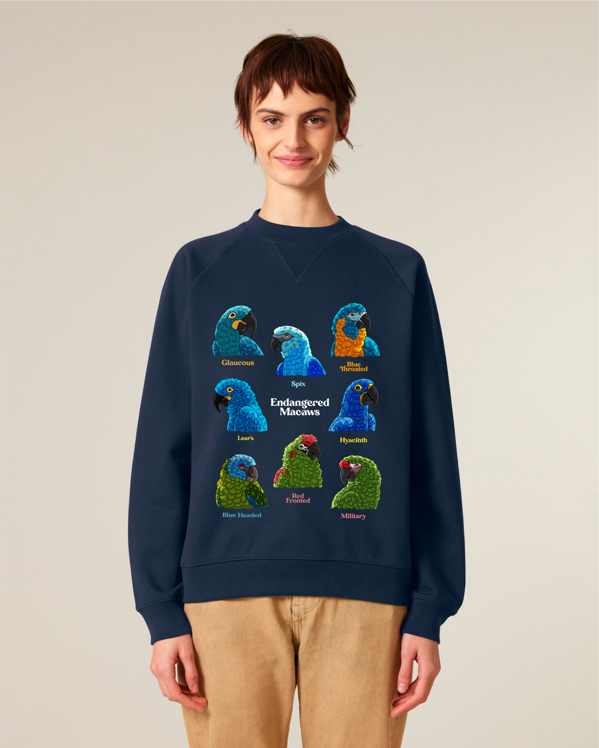 Endangered Macaws — Organic Cotton Blend Raglan Sweatshirt