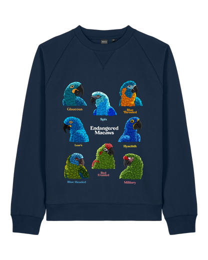 Endangered Macaws — Organic Cotton Blend Raglan Sweatshirt