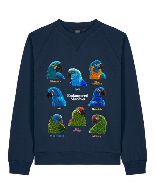 Endangered Macaws — Organic Cotton Blend Raglan Sweatshirt