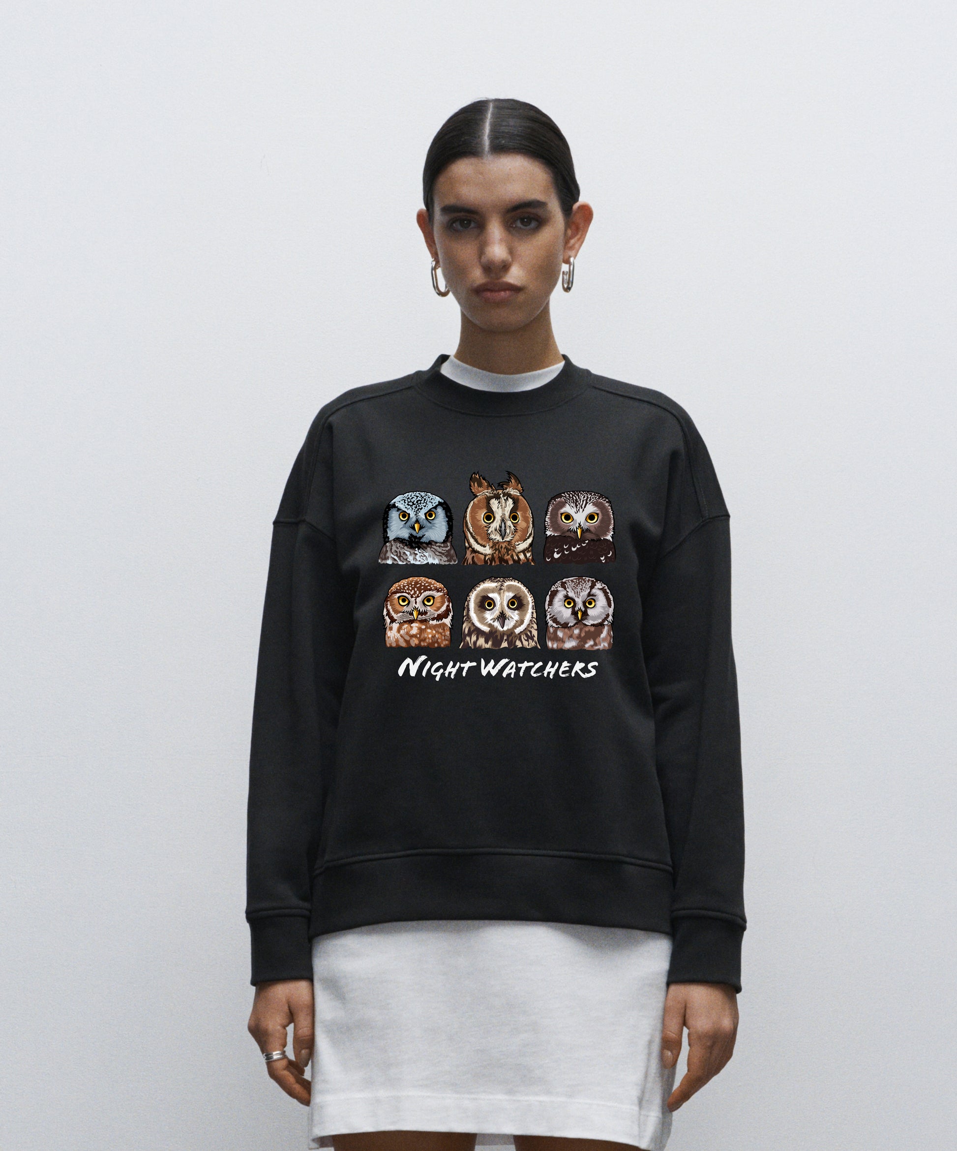 Night Watchers - Organic Oversized Women's Sweatshirt - Beakwings