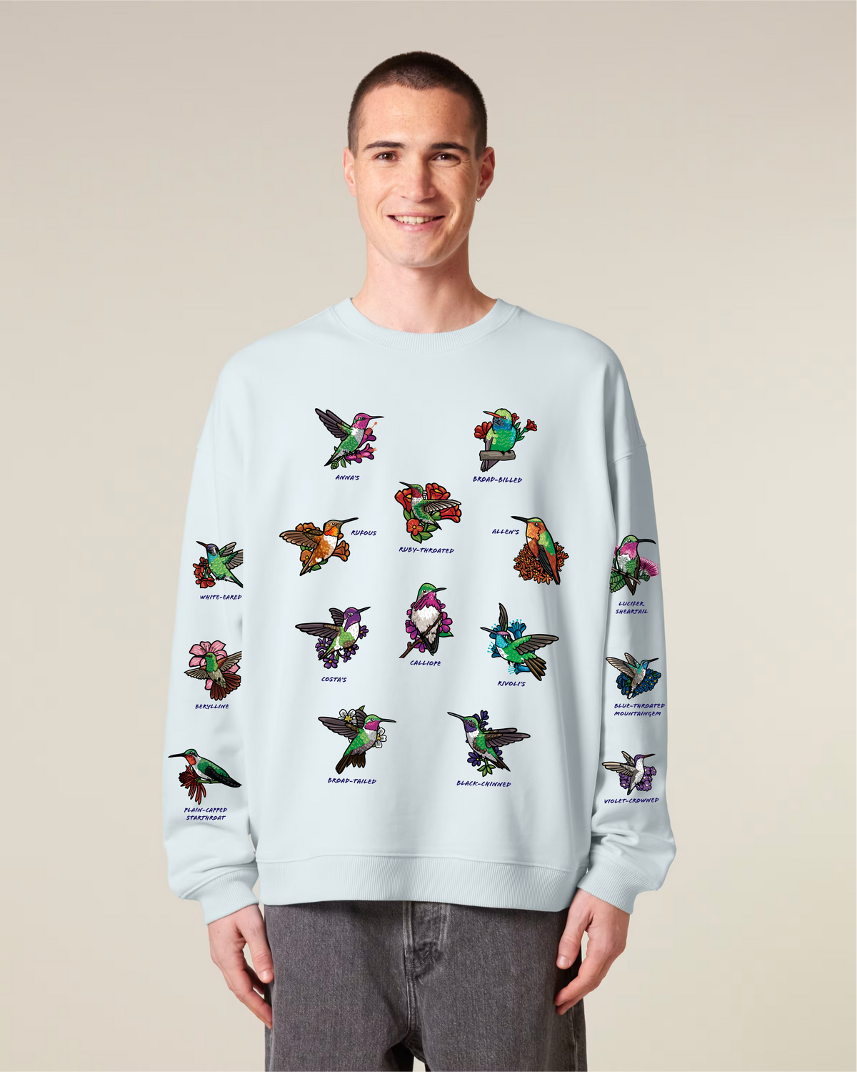 Hummingbirds — Organic Cotton Blend Oversized Sweatshirt