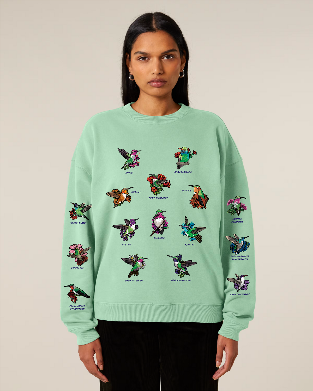 Hummingbirds — Organic Cotton Blend Oversized Sweatshirt