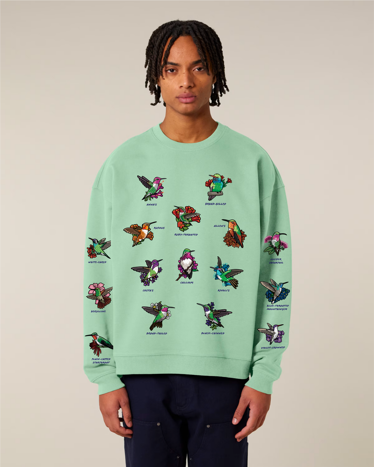 Hummingbirds — Organic Cotton Blend Oversized Sweatshirt