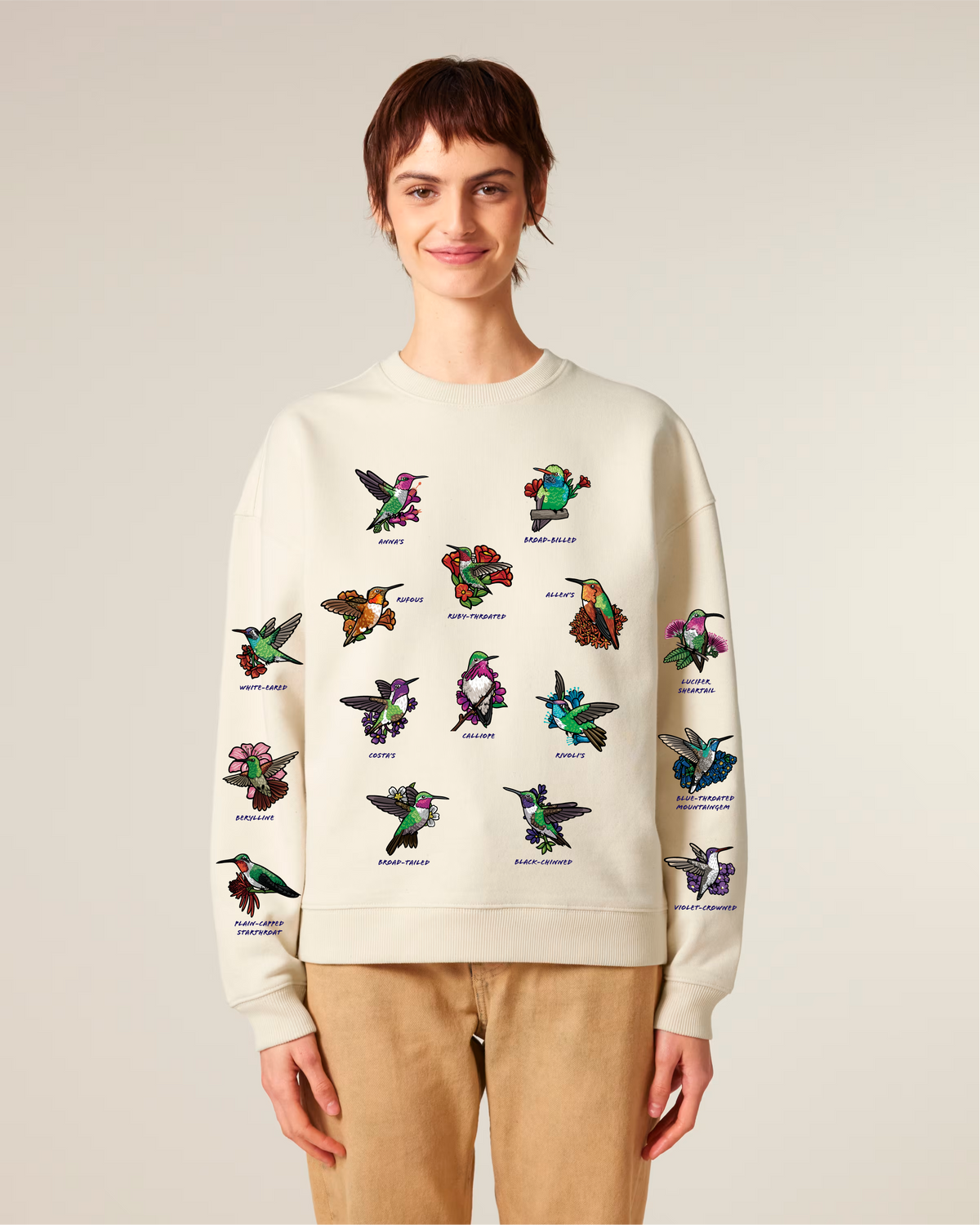 Hummingbirds — Organic Cotton Blend Oversized Sweatshirt