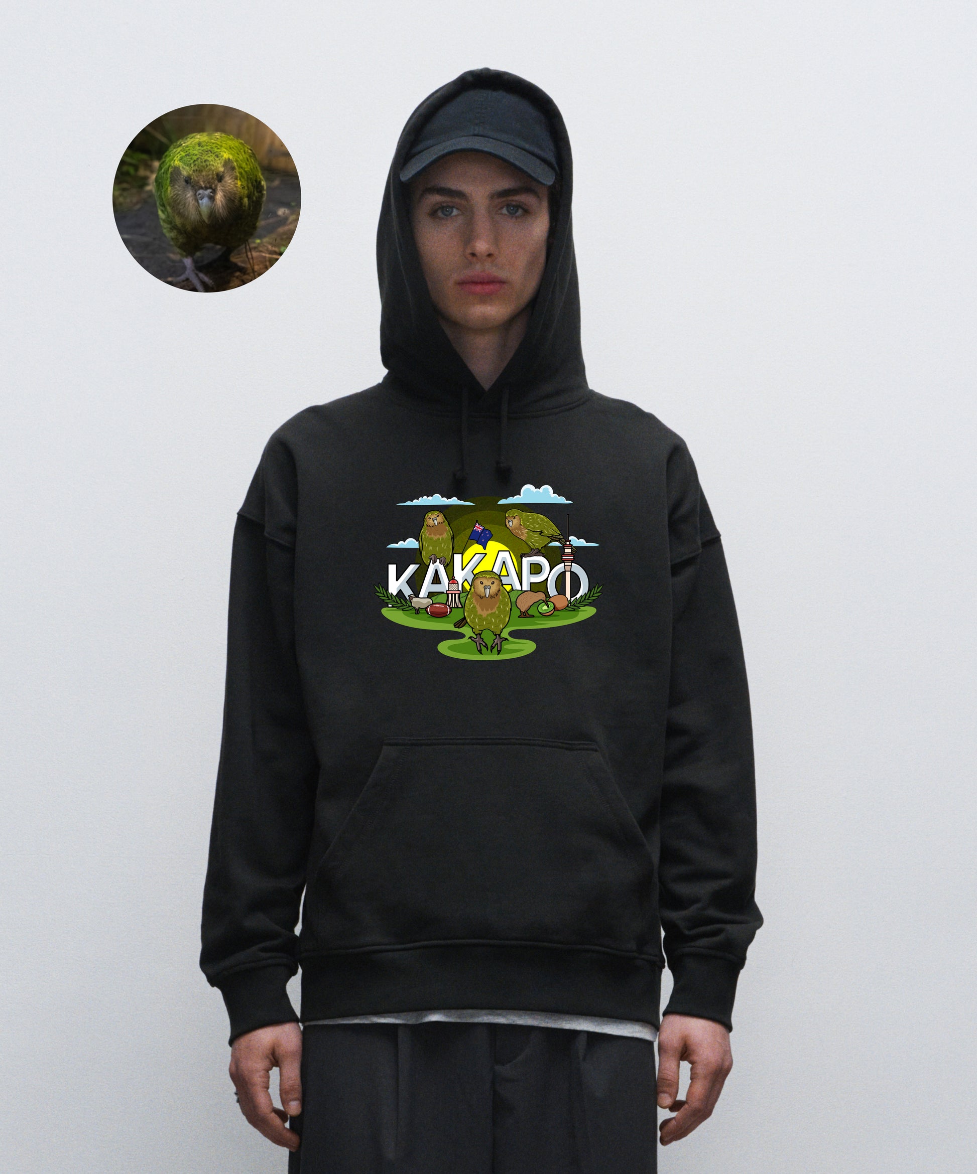 Adopt a kākāpō - Organic Cotton Boxy Men's Hoodie - Beakwings