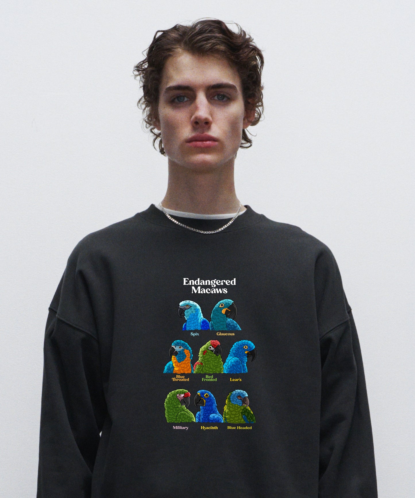 Endangered Macaws - Organic Cotton Men's Boxy Sweatshirt