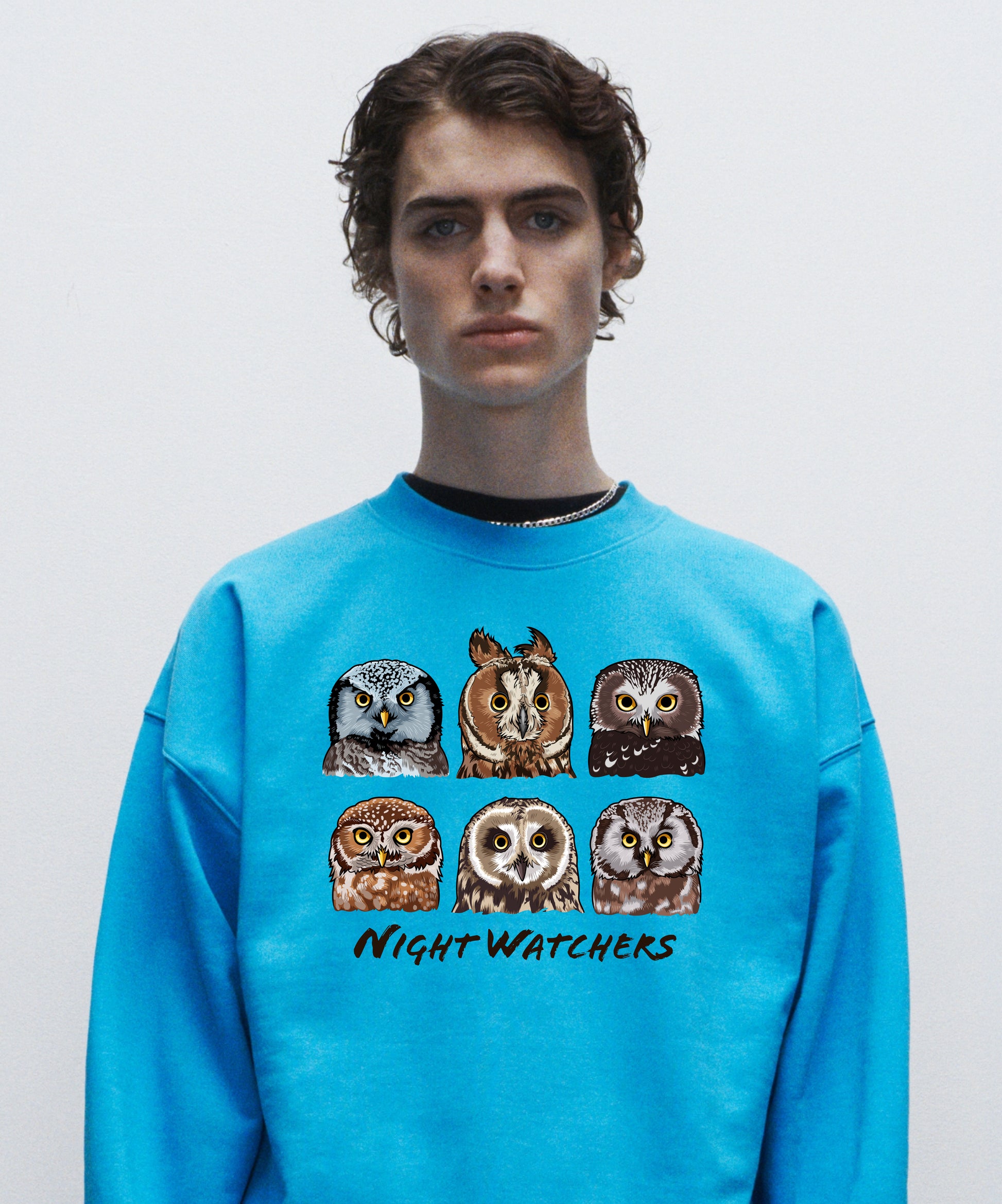 Night Watchers - Organic Boxy Men's Sweatshirt - Beakwings