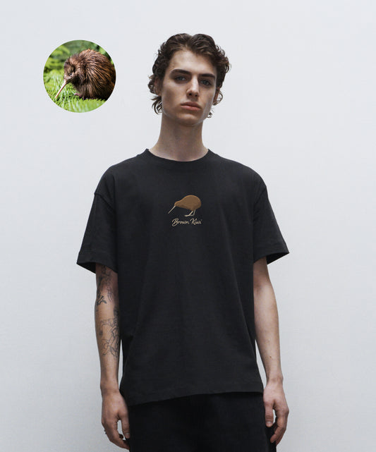 Brown Kiwi Bird - Boxy Organic Men's T-shirt