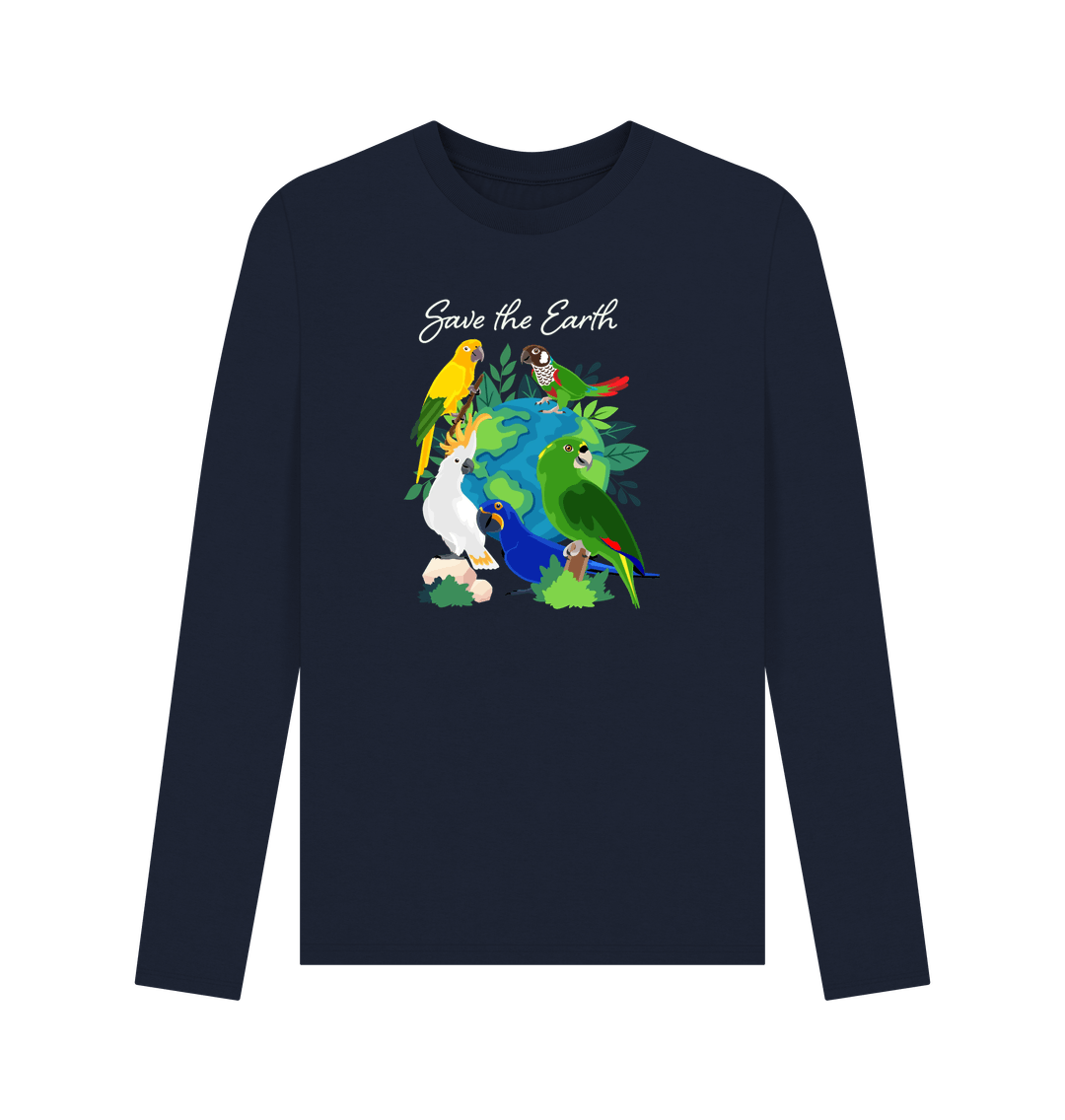 Navy Blue Printed Long Sleeve T Shirt