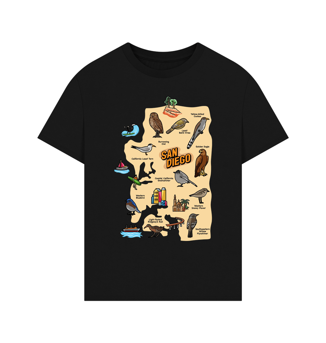 Black San Diego Birds - Organic Cotton Men's Oversized T-shirt