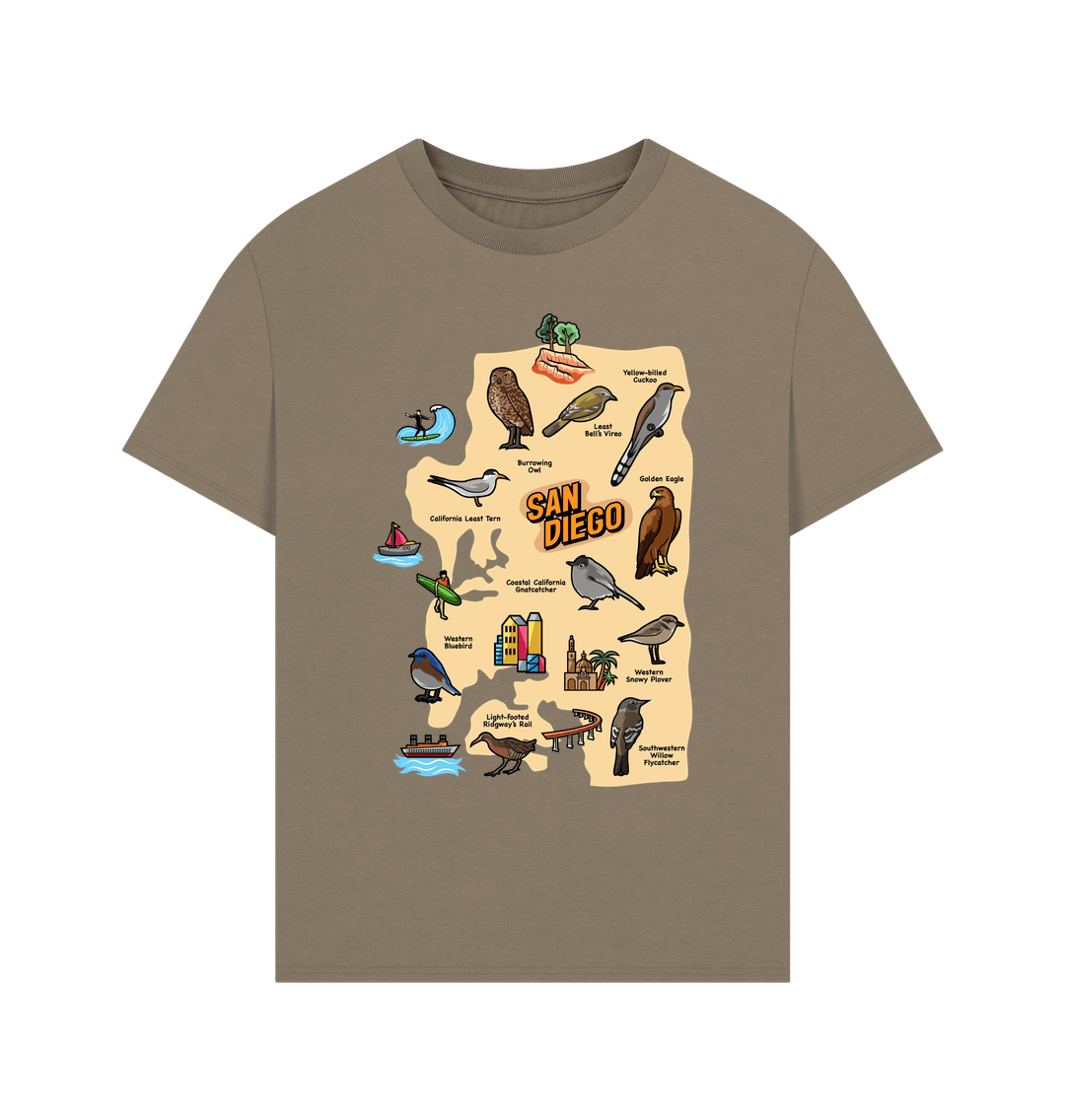 Willow San Diego Birds - Organic Cotton Men's Oversized T-shirt