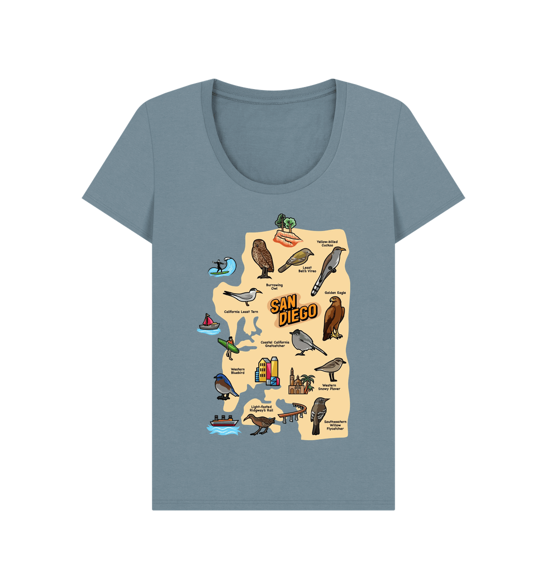 Stone Blue SoCal Birds -  Scoop Neck Women's T-shirt