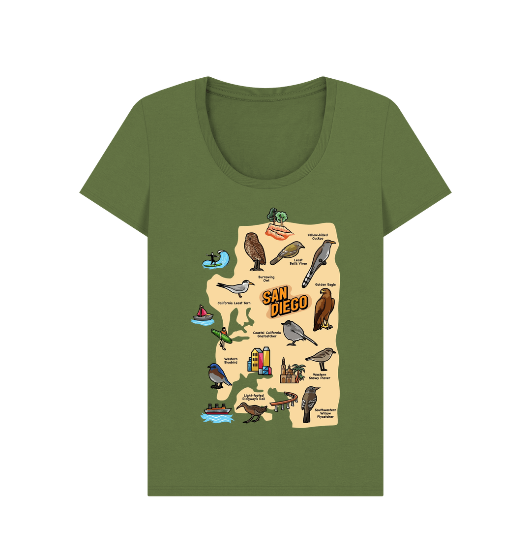 Khaki SoCal Birds -  Scoop Neck Women's T-shirt