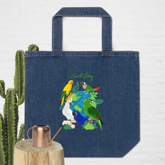 Earth Day - Organic denim tote bag